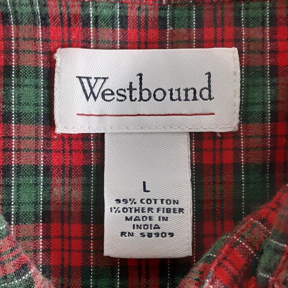 Vintage 90s Santa Claus Embroidered Button Up Shirt Red Plaid Christmas Womens L - Picture 7 of 11